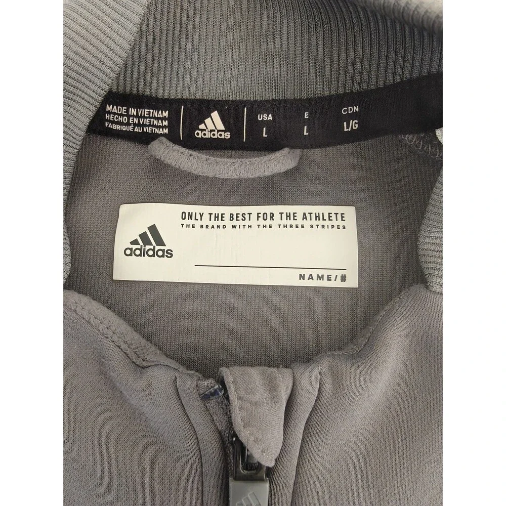 Adidas Gray Full Zip Track Jacket Men's Large Athletic Training